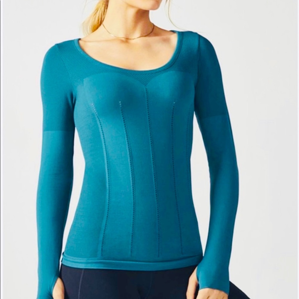 Fabletics Delta Corset Inspired Teal Workout Top